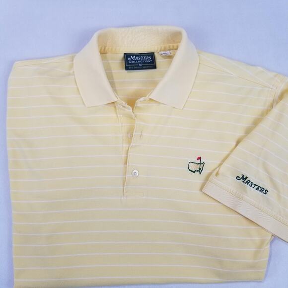 Masters Other - Masters Collection Polo Shirt Mens Medium Augusta National Yellow White Striped